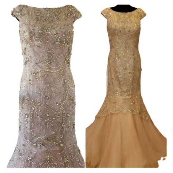 NEW Luxury Designer Wedding Evening Cocktail Party Prom Dress Beaded Runway Gown - Picture 13 of 16